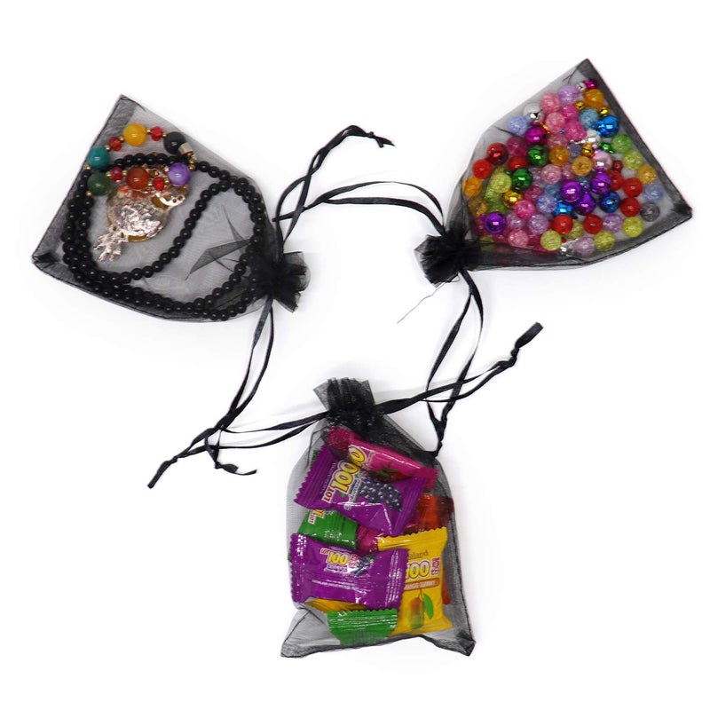 Bezall 100Pcs Black Organza Bags 7x9 inch, Large Halloween Mesh Bags Drawstring Jewelry Gift Pouches Valentine Wedding Party Favor Bag - Image 5